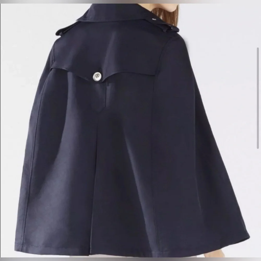 BCBGMAXAZRIA Asymmetrical Cape Sm Black Moto Poncho Jacket Structured Utility - Picture 4 of 8